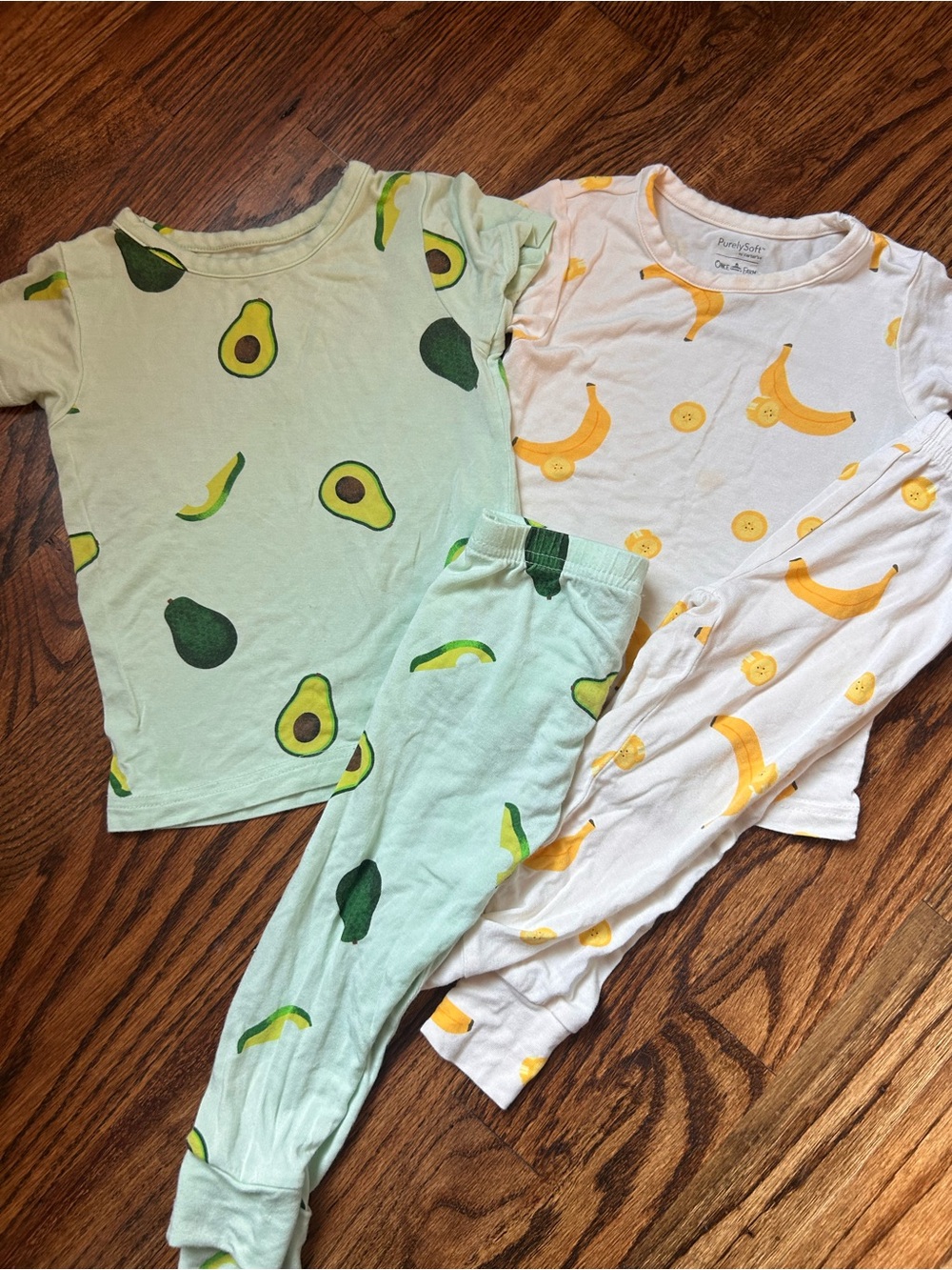 Purely Soft Avocado & Banana Pajama Set - Light Green & White 12M